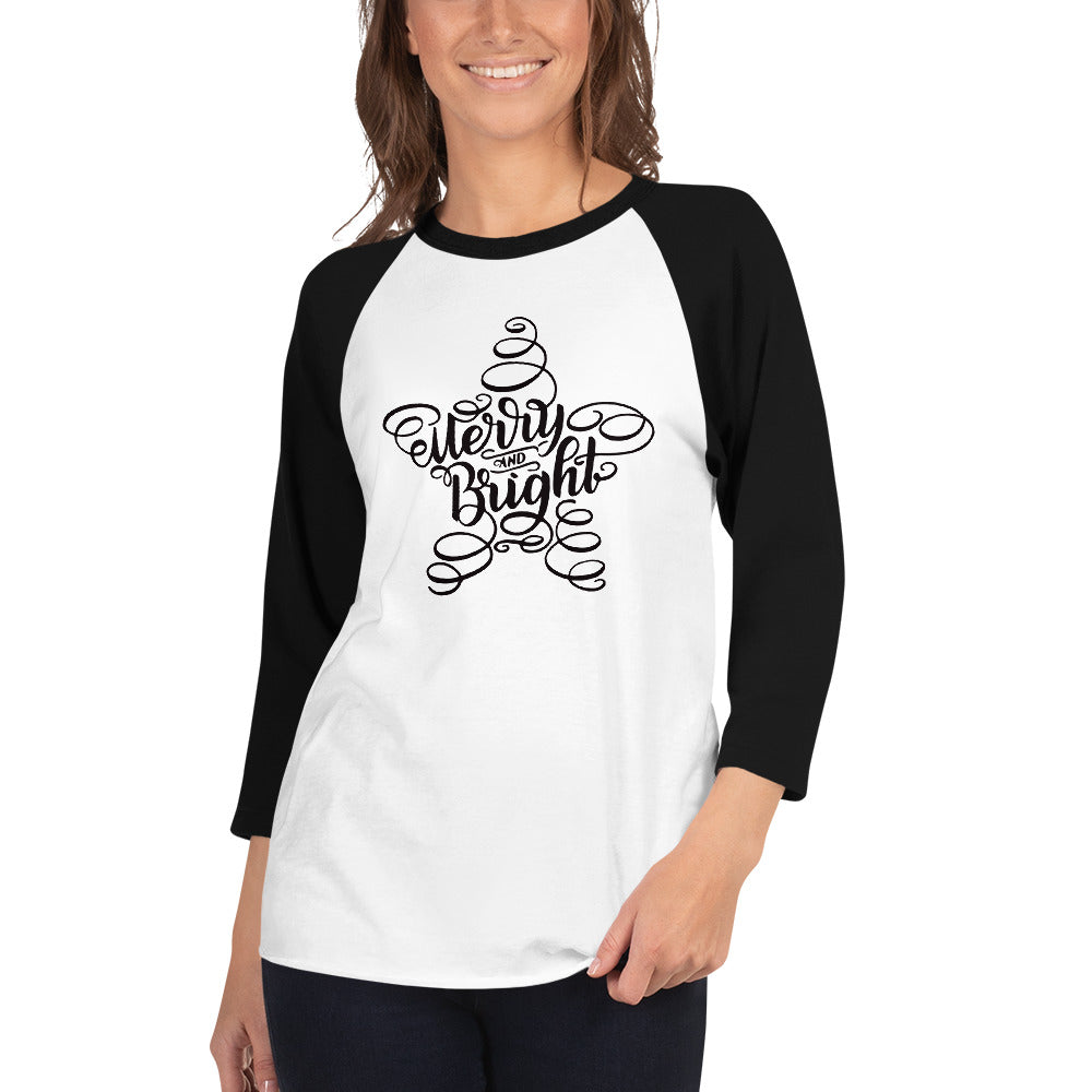 Merry and Bright - 3/4 Sleeve Raglan Tee