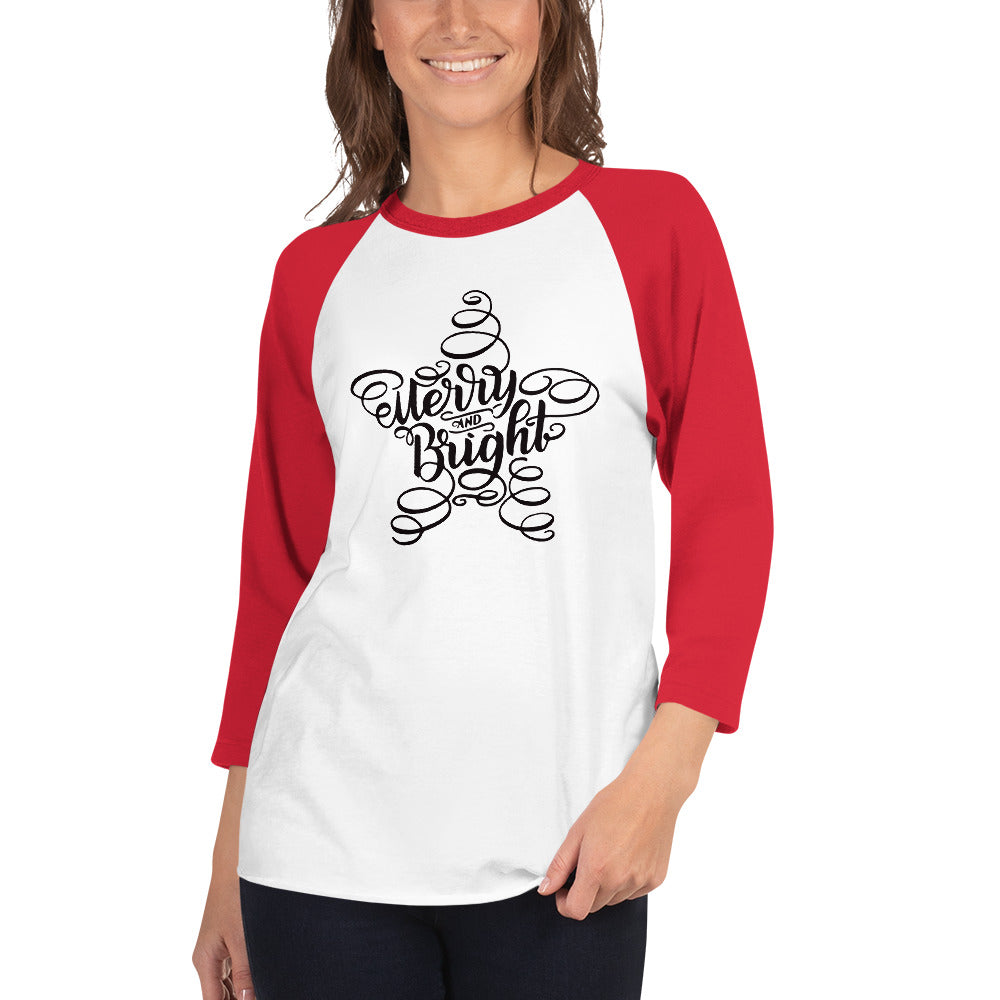 Merry and Bright - 3/4 Sleeve Raglan Tee