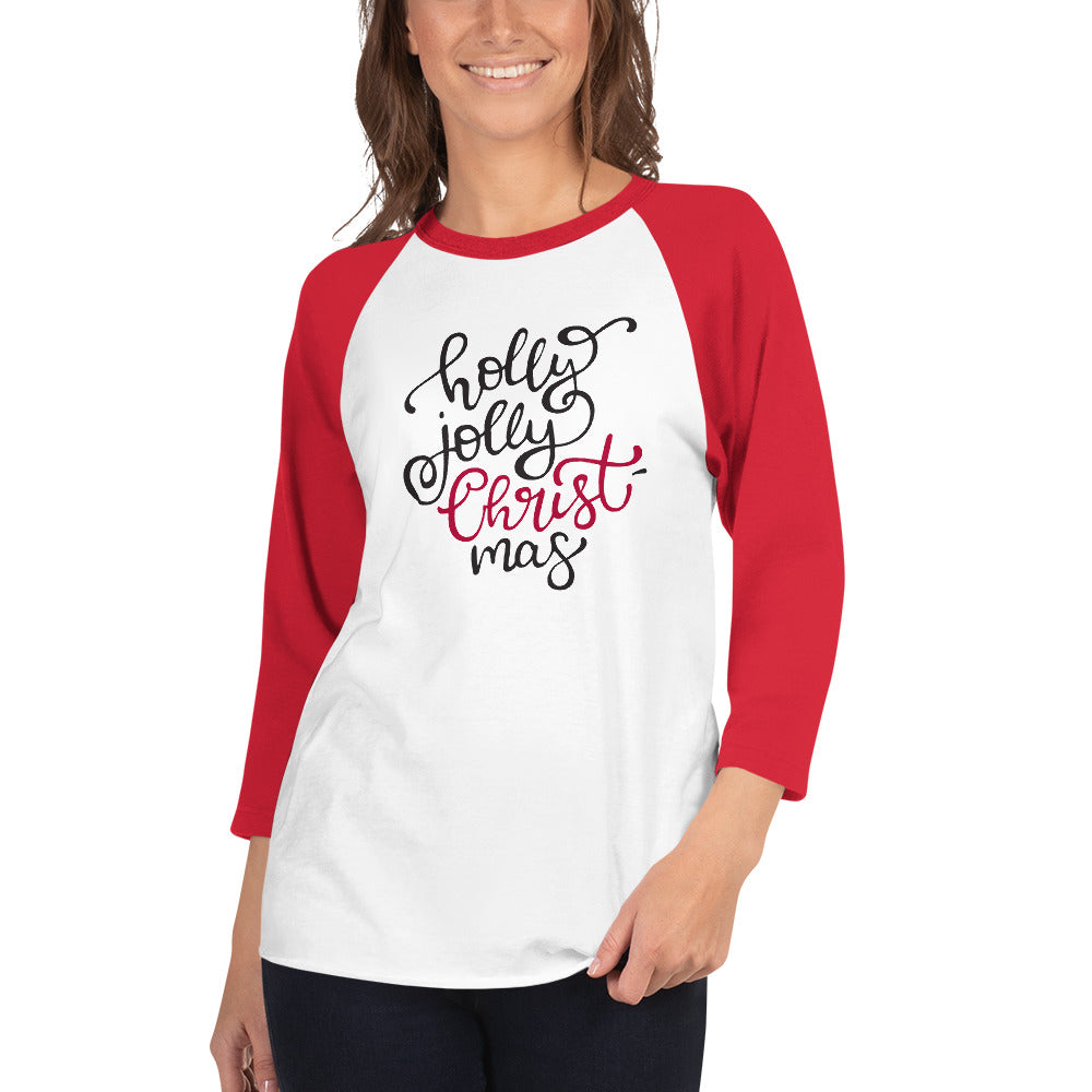 Holly Jolly Christmas - 3/4 Sleeve Raglan Tee